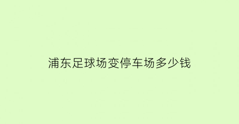 浦东足球场变停车场多少钱(浦东足球场投入使用)