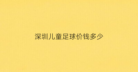 深圳儿童足球价钱多少(深圳儿童足球价钱多少一个)