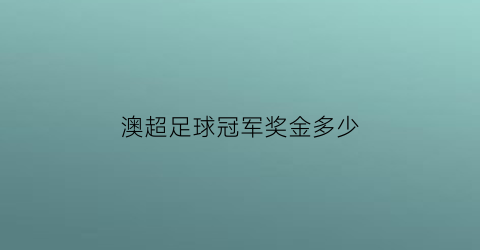 澳超足球冠军奖金多少(澳超2020冠军)