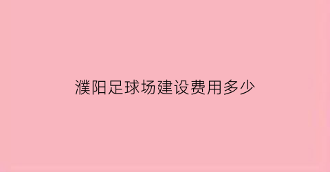 濮阳足球场建设费用多少(修建足球场有没有补贴)