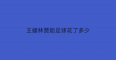 王健林赞助足球花了多少