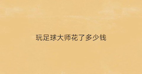 玩足球大师花了多少钱