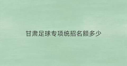 甘肃足球专项统招名额多少(甘肃足球学校有几个)