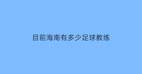 目前海南有多少足球教练(目前海南有多少足球教练员)