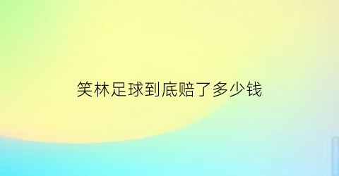 笑林足球到底赔了多少钱