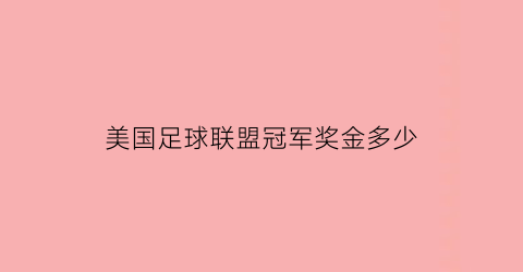 美国足球联盟冠军奖金多少(美国足球联盟冠军奖金多少)