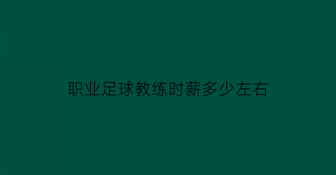 职业足球教练时薪多少左右