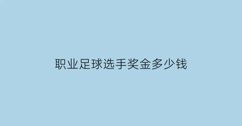 职业足球选手奖金多少钱(业余足球比赛奖金)