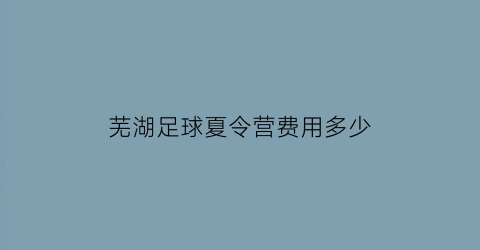 芜湖足球夏令营费用多少