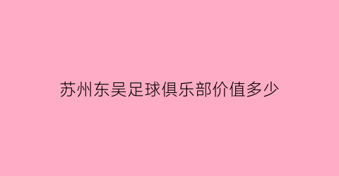 苏州东吴足球俱乐部价值多少(苏州东吴足球俱乐部百科)