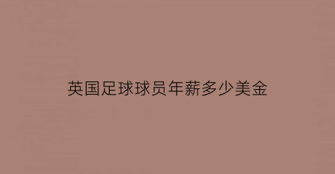 英国足球球员年薪多少美金(英国职业足球运动员数量)