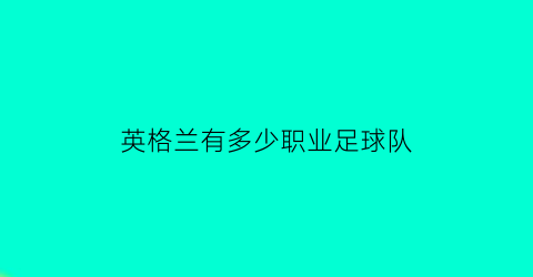 英格兰有多少职业足球队