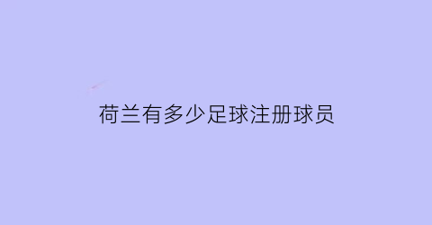 荷兰有多少足球注册球员