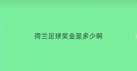 荷兰足球奖金是多少啊(荷兰足球奖金是多少啊知乎)