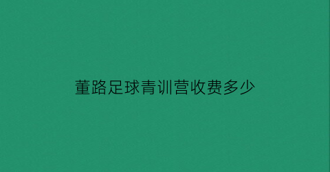 董路足球青训营收费多少(董路足球小将最新消息)