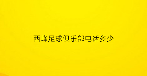 西峰足球俱乐部电话多少