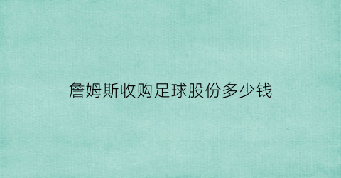 詹姆斯收购足球股份多少钱