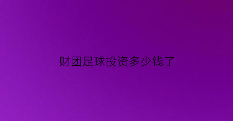 财团足球投资多少钱了(足球财富interwetten)