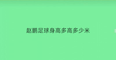 赵鹏足球身高多高多少米