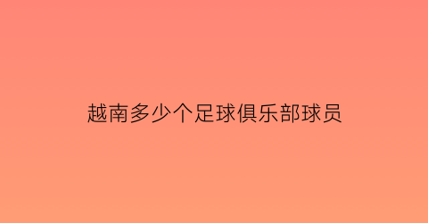 越南多少个足球俱乐部球员(越南足球队身价)