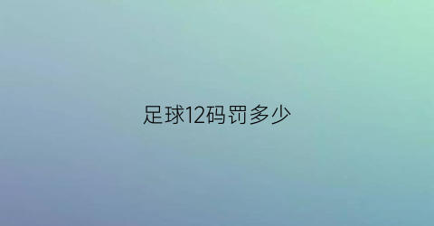 足球12码罚多少