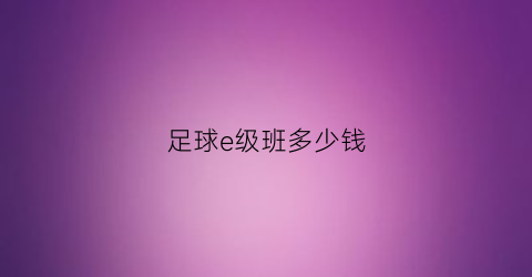 足球e级班多少钱