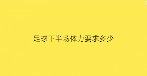 足球下半场体力要求多少