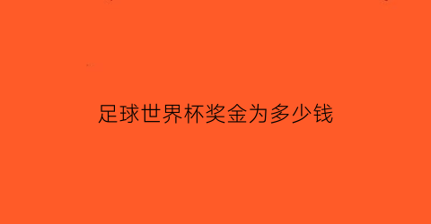 足球世界杯奖金为多少钱(世界杯总奖金多少)