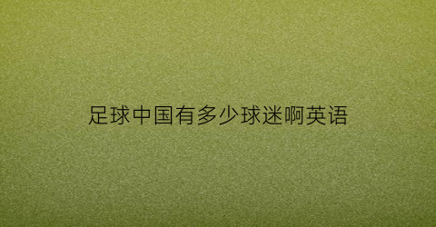 足球中国有多少球迷啊英语(足球中国有多少球迷啊英语怎么说)