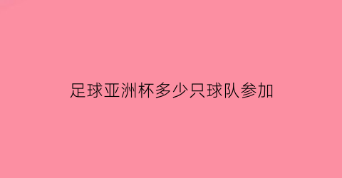 足球亚洲杯多少只球队参加