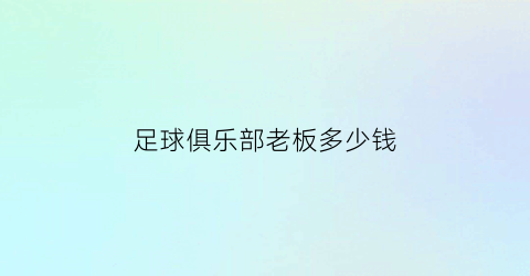 足球俱乐部老板多少钱