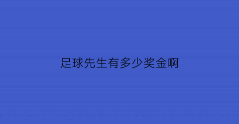 足球先生有多少奖金啊(足球先生含金量)