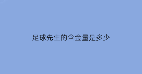 足球先生的含金量是多少