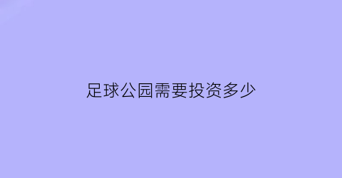 足球公园需要投资多少(足球公园需要投资多少钱呢)