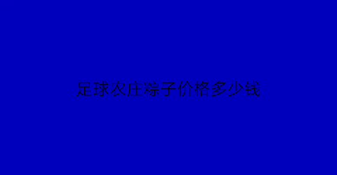 足球农庄粽子价格多少钱(足球农庄粽子价格多少钱一个)