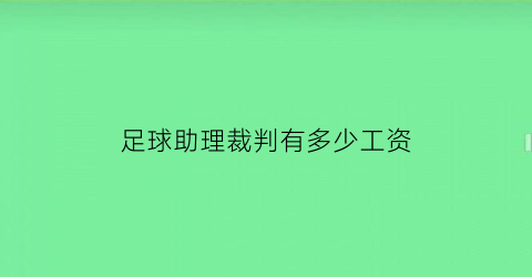 足球助理裁判有多少工资