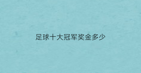 足球十大冠军奖金多少