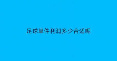 足球单件利润多少合适呢