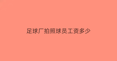 足球厂拍照球员工资多少(足球厂拍照球员工资多少钱一个月)