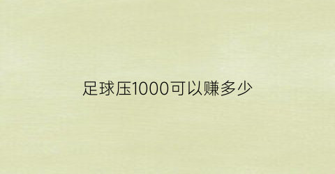 足球压1000可以赚多少(足球1000球)