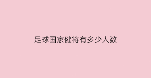 足球国家健将有多少人数