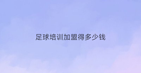 足球培训加盟得多少钱(足球培训机构怎么赚钱)