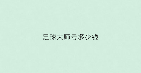 足球大师号多少钱