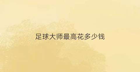 足球大师最高花多少钱