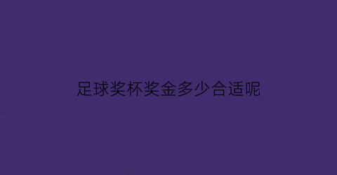 足球奖杯奖金多少合适呢(足球奖杯奖项)