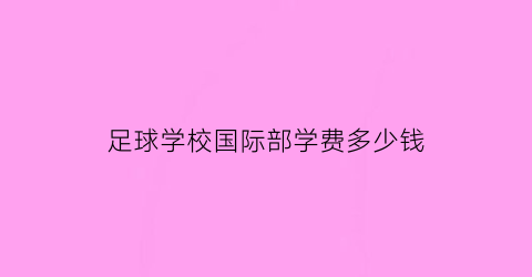 足球学校国际部学费多少钱(足球学校国际部学费多少钱一年)