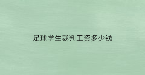 足球学生裁判工资多少钱(足球裁判多少钱一个月)