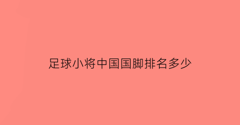 足球小将中国国脚排名多少