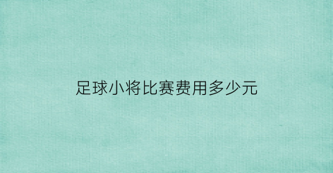 足球小将比赛费用多少元(足球小将所有比赛比分)