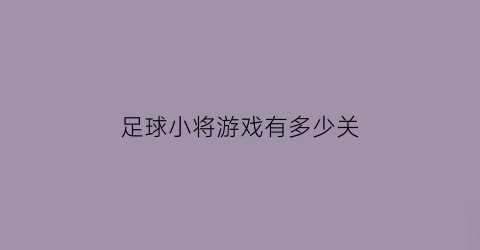 足球小将游戏有多少关